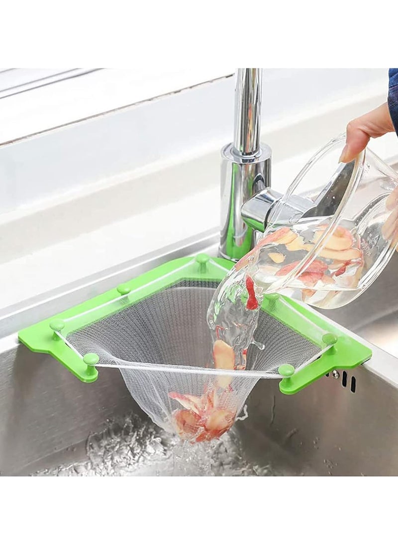 LK's shop Kitchen Sink Strainer, sink food catcher Corner Sink Strainer Basket with 100 Net Bags and double-sided tape for Kitchen Food Waste Leftover  - Image 2