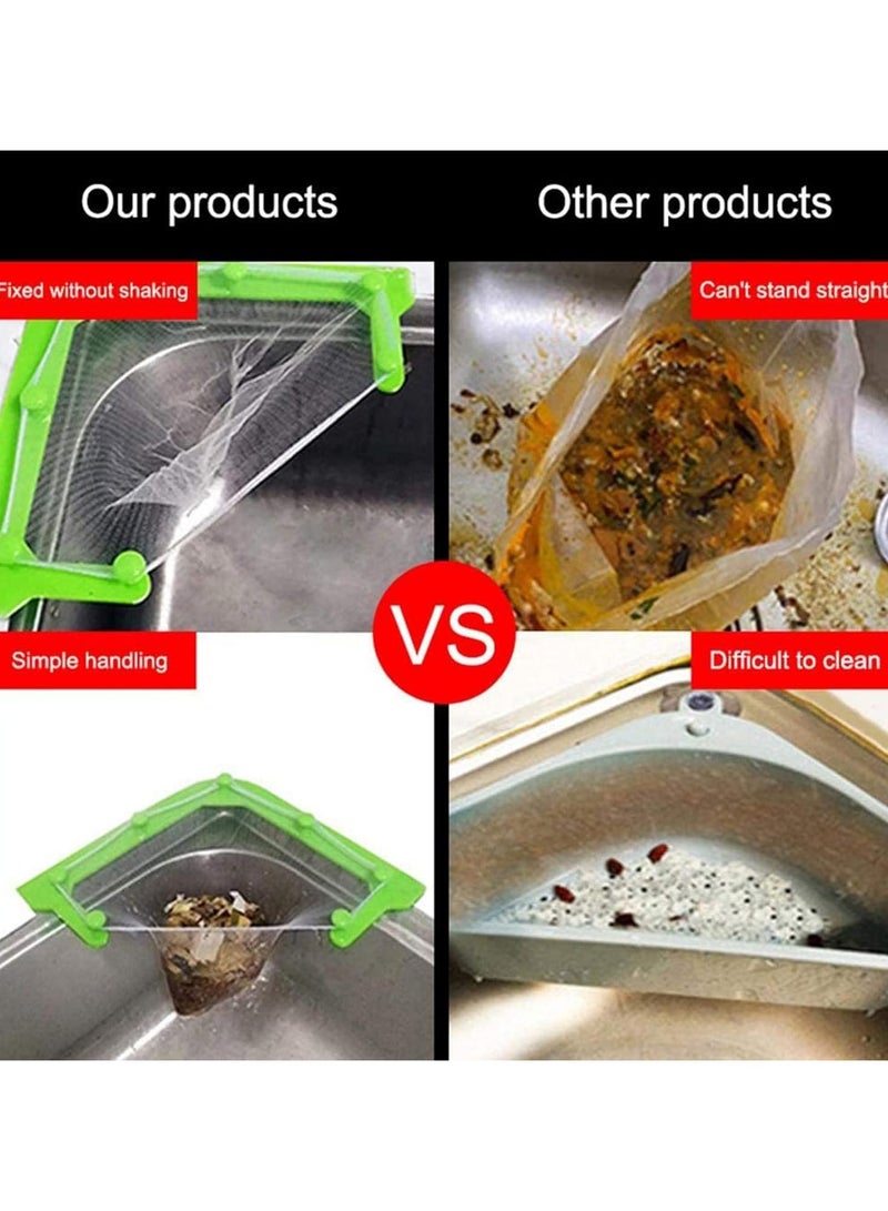 LK's shop Kitchen Sink Strainer, sink food catcher Corner Sink Strainer Basket with 100 Net Bags and double-sided tape for Kitchen Food Waste Leftover  - Image 3
