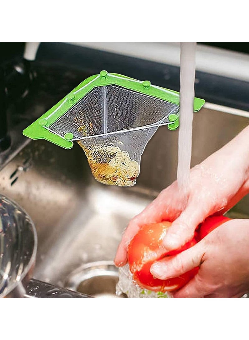 LK's shop Kitchen Sink Strainer, sink food catcher Corner Sink Strainer Basket with 100 Net Bags and double-sided tape for Kitchen Food Waste Leftover  - Image 5