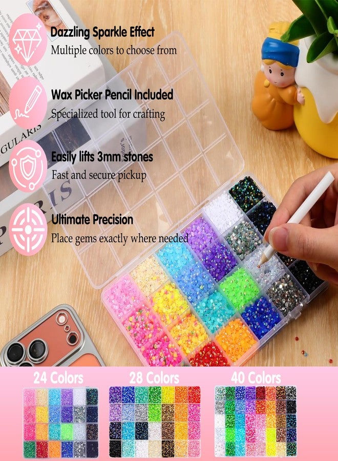 Iaolose 32000Pcs 40 Colors Resin Jelly Rhinestones for Bedazzling, Multicolor 3mm Flatback Gems for Diamond Art 3Pcs Jewelry Glue for Bedazzled Nail Art Makeup Crafting Book Shoes - Image 2