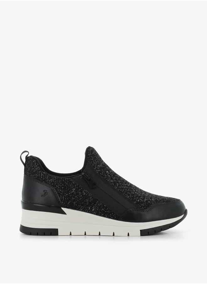 SJ Women's Textured Slip-On Low Ankle Sneakers with Zip Detail  - Image 2