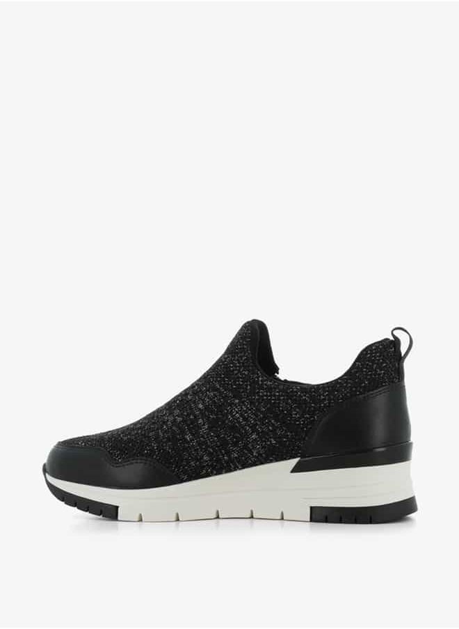 SJ Women's Textured Slip-On Low Ankle Sneakers with Zip Detail  - Image 5