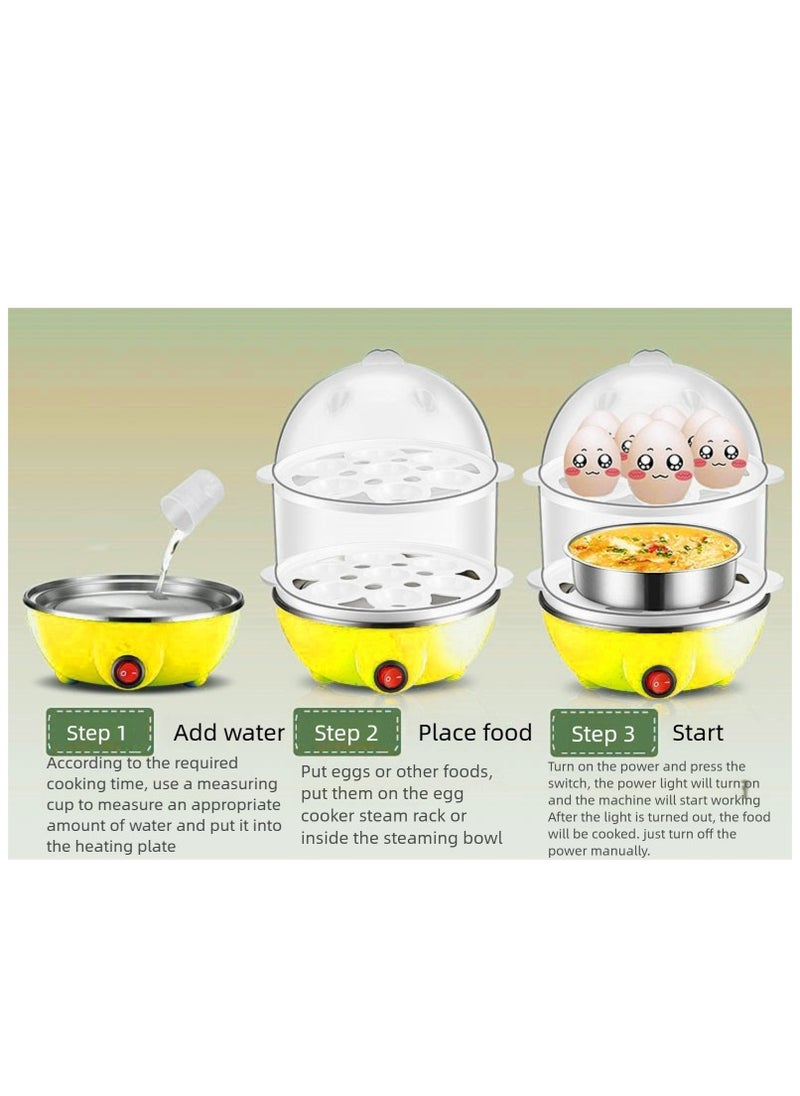 Generic - Kitchen multifunctional double-layer egg steamer: transparent lid, simple operation, multi-purpose in one machine, a good helper for healthy cooking - Image 1