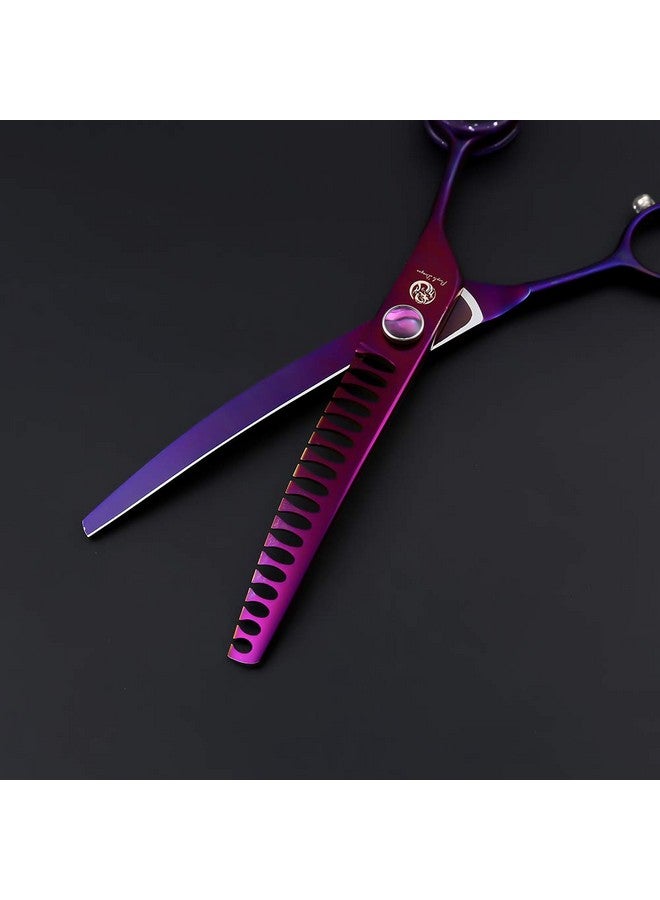 Purple Dragon 7.0" Purple Downward Curved Pet Grooming Curved Scissors/Chunker Shear with Adjustment Screw- Perfect for Professional Pet Groomer - Image 5