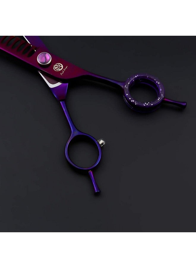 Purple Dragon 7.0" Purple Downward Curved Pet Grooming Curved Scissors/Chunker Shear with Adjustment Screw- Perfect for Professional Pet Groomer - Image 4
