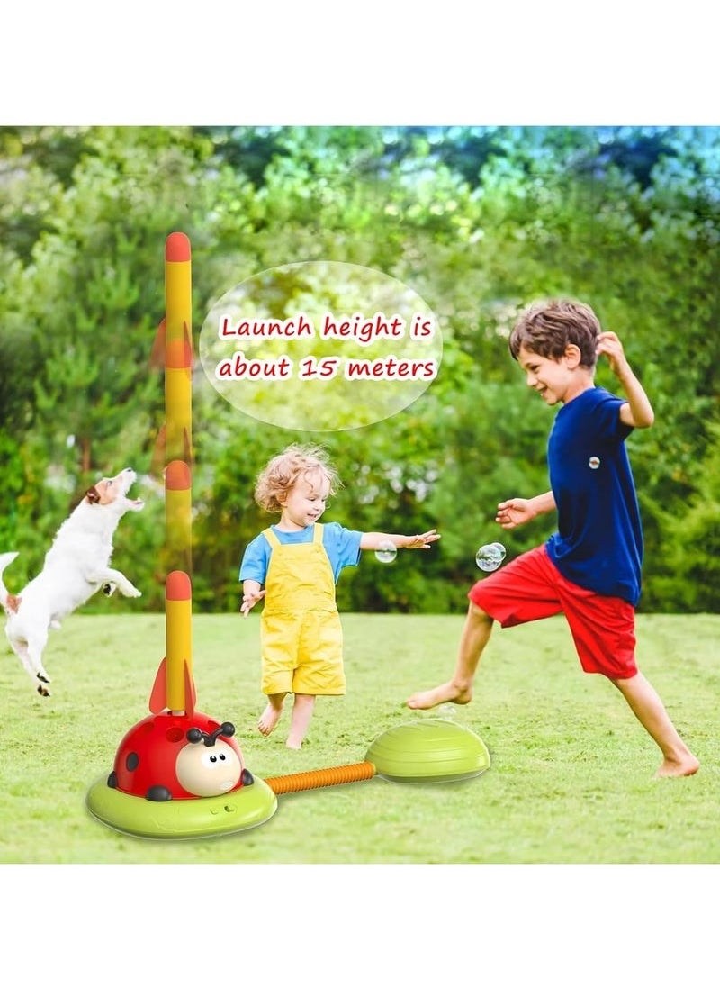 Generic - 3-in-1 Musical Jump Game, Ring Toss, and Rocket Launcher – Remote Control Speed Adjustment, Indoor & Outdoor Fun, Safe & Durable Ladybird-Themed Toy for Kids Ages 3-12 - Image 1