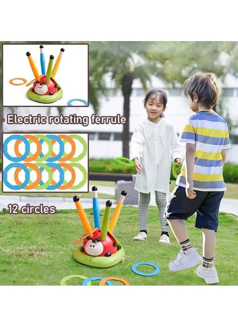 Generic - 3-in-1 Musical Jump Game, Ring Toss, and Rocket Launcher – Remote Control Speed Adjustment, Indoor & Outdoor Fun, Safe & Durable Ladybird-Themed Toy for Kids Ages 3-12 - Image 1