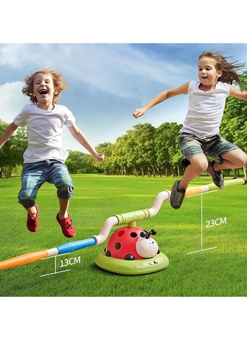 Generic - 3-in-1 Musical Jump Game, Ring Toss, and Rocket Launcher – Remote Control Speed Adjustment, Indoor & Outdoor Fun, Safe & Durable Ladybird-Themed Toy for Kids Ages 3-12 - Image 1