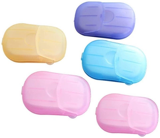 5 BOXES 100 SHEETS PAPER SOAP CONFETTI SLIDE FLAKES DISPOSABLE SOAP PAPER HAND CLEANER FRAGRANCE MINI COLOR SOAP PAPER SCENTED BATH SLICE SHEET FOAMING OUTDOOR HIKING TRAVEL