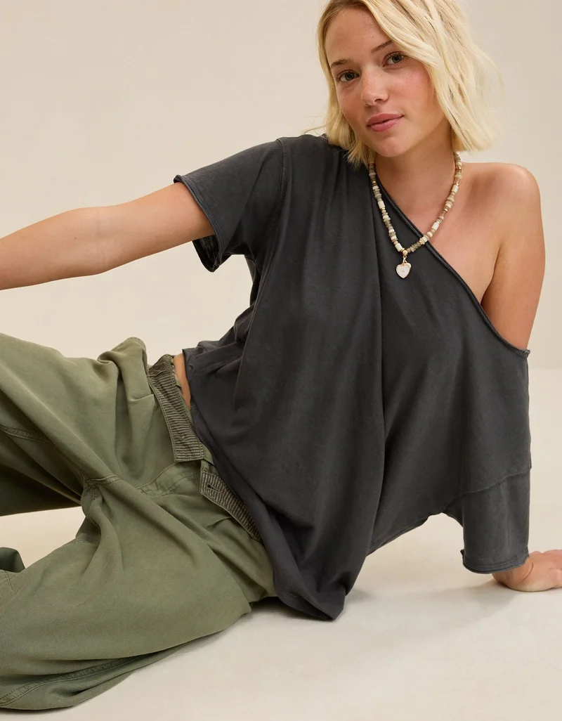 Aerie  Aerie Oversized Off The Shoulder T-Shirt for Women | Best Price UAE