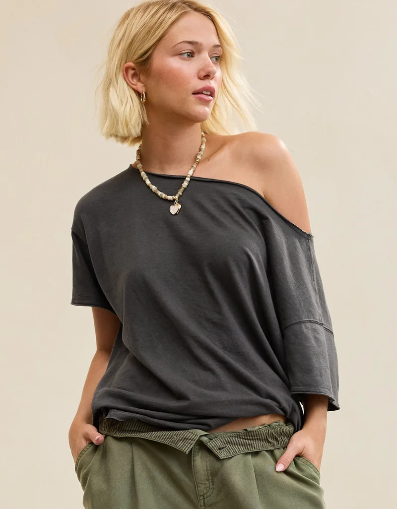 Aerie Aerie Oversized Off The Shoulder T-Shirt