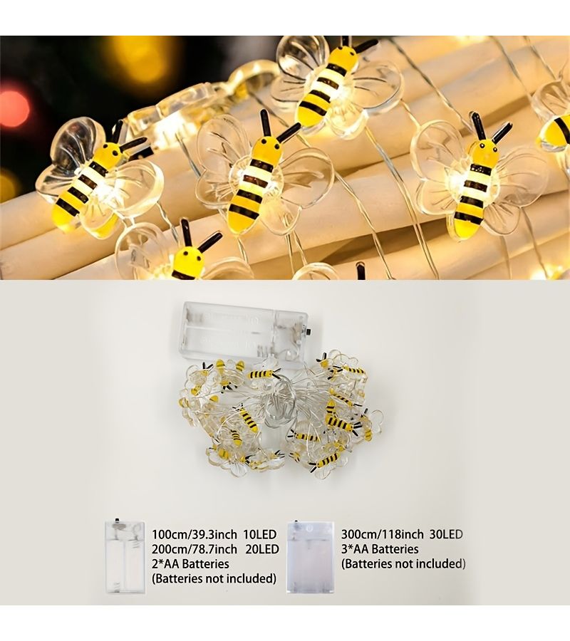 3m 9.84ft Warm LED Bee Fairy String Lights for Bedroom Party Decor - Image 3
