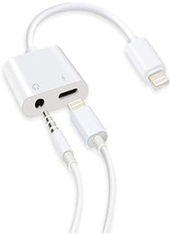 2 in 1 Lightning Adapter Charge,3.5mm Audio AUX Port for Earphone (White)