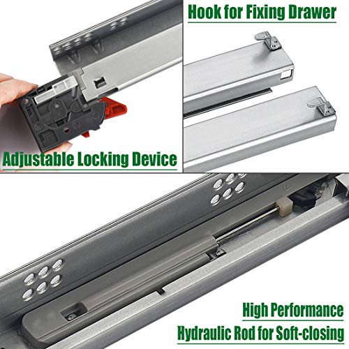 OCG Under Mount Drawer Slides 12 inch (1 Pair), Full Extension Soft Close Concealed Drawer Runners, Come with Mounting Screws and Brackets - Image 5