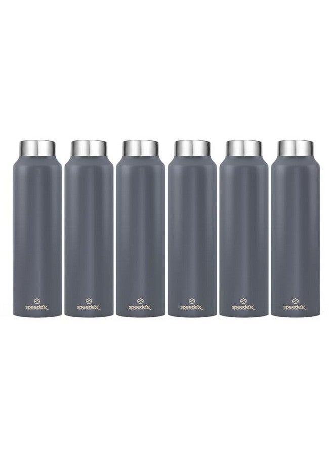 Speedex Stainless Steel Dark Grey Water Bottle 1 Litre with Screw Cap | Combo of 6 | Pack of 6 | Set of 6 | Leak Proof & BPA Free | Fridge Friendly for School, Office, Gym | For Men, Women, Kids - Image 1