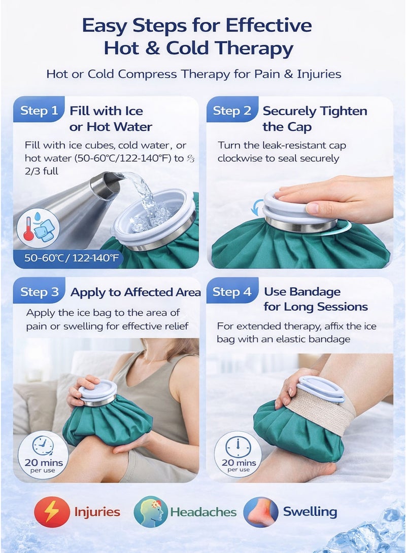 Spectrum Therapy Ice Bag Reusable 6 Inch 15.2 cm Hot and Cold Compress Pack for Pain Relief Cold Therapy Heat Therapy Ice Pack Bag for Bruises Swelling Sprains Soreness Joint Pain Muscle Aches Cramps Inflammation Post Workout Recovery Headache Migraine Fever First Aid Sports Injury Knee Elbow Ankle Back Wide Mouth Easy Fill Leak Resistant Screw Cap Cotton Dacron Fabric Portable Home Travel Physiotherapy Rehab - Image 3