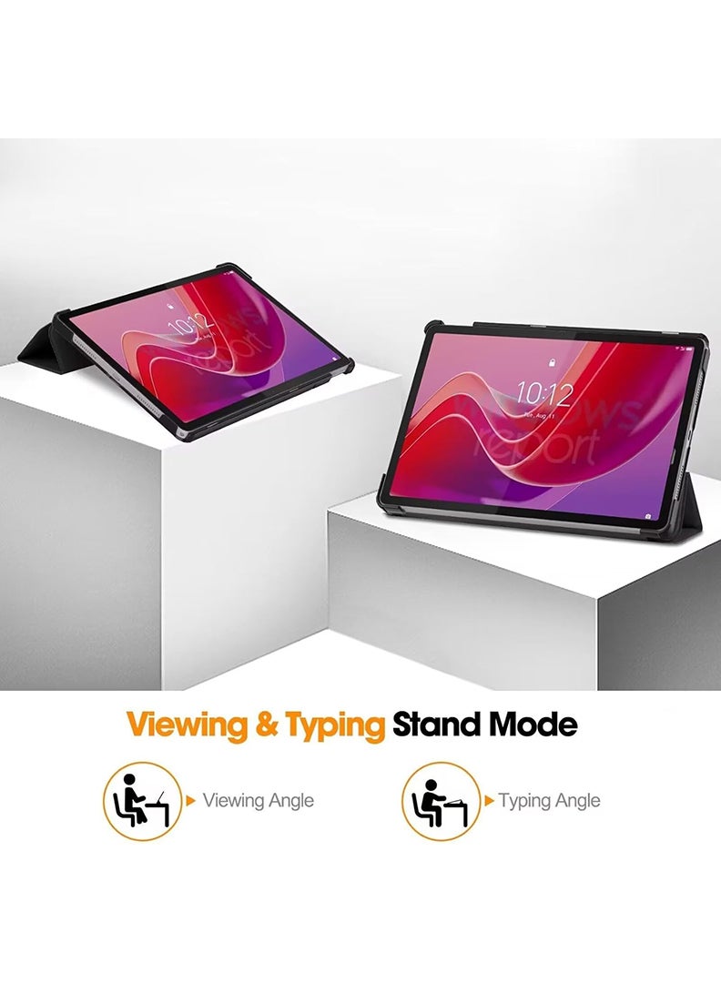 Theodor Protective Flip Case For Lenovo Tab M11 (2024) With Trifold Stand Auto Wake Sleep Shockproof Cover Life is better with panda black  - Image 4