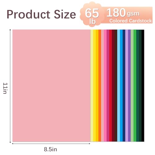 Ftumertly 40 Sheets Colored Cardstock, 20 Assorted Colors 180gsm/65lb Card Stock Paper 8.5 x 11 Card Stock Colored, Colorful Cardstock Paper for Crafting, Christmas DIY Card Making, Scrapbooking - Image 2