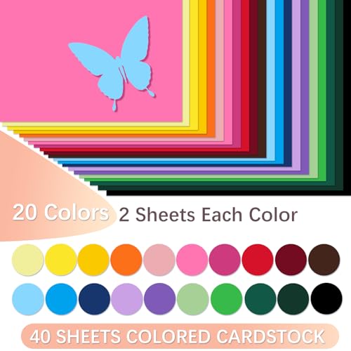 Ftumertly 40 Sheets Colored Cardstock, 20 Assorted Colors 180gsm/65lb Card Stock Paper 8.5 x 11 Card Stock Colored, Colorful Cardstock Paper for Crafting, Christmas DIY Card Making, Scrapbooking - Image 3