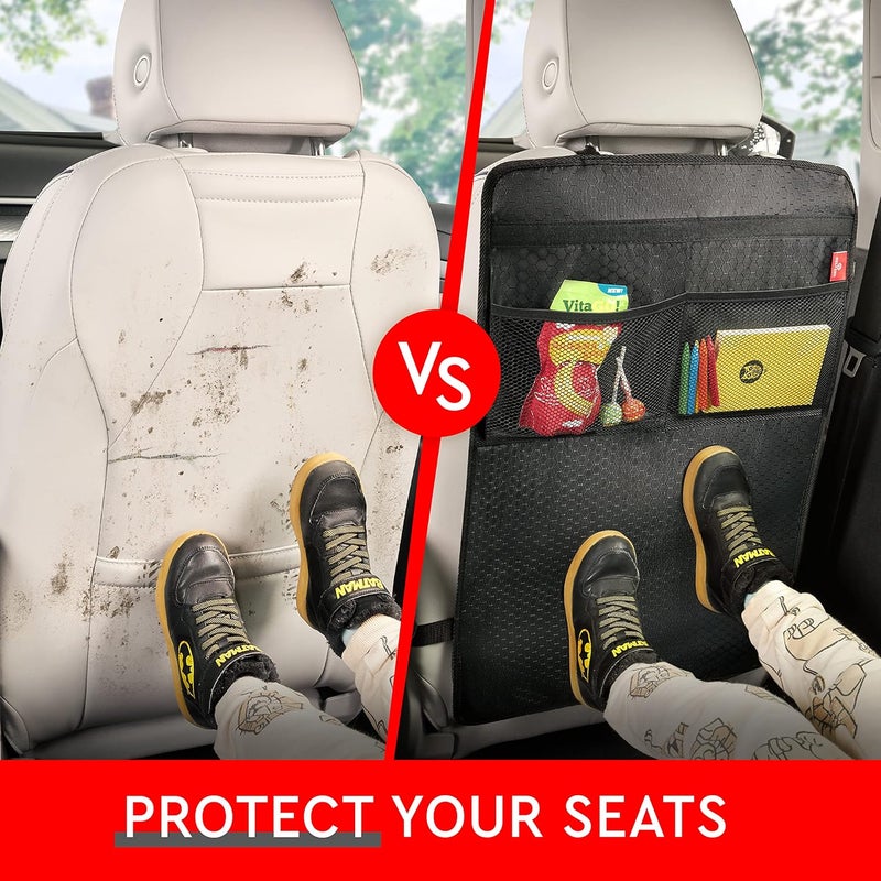 Helteko Back Seat Protector for Car 2 Pack Premium Kick Mats for Kids Extra Large Car Seat Cover for Backseat with Mesh Pockets Waterproof Dirt  Mud Protection Travel Accessories - Image 4