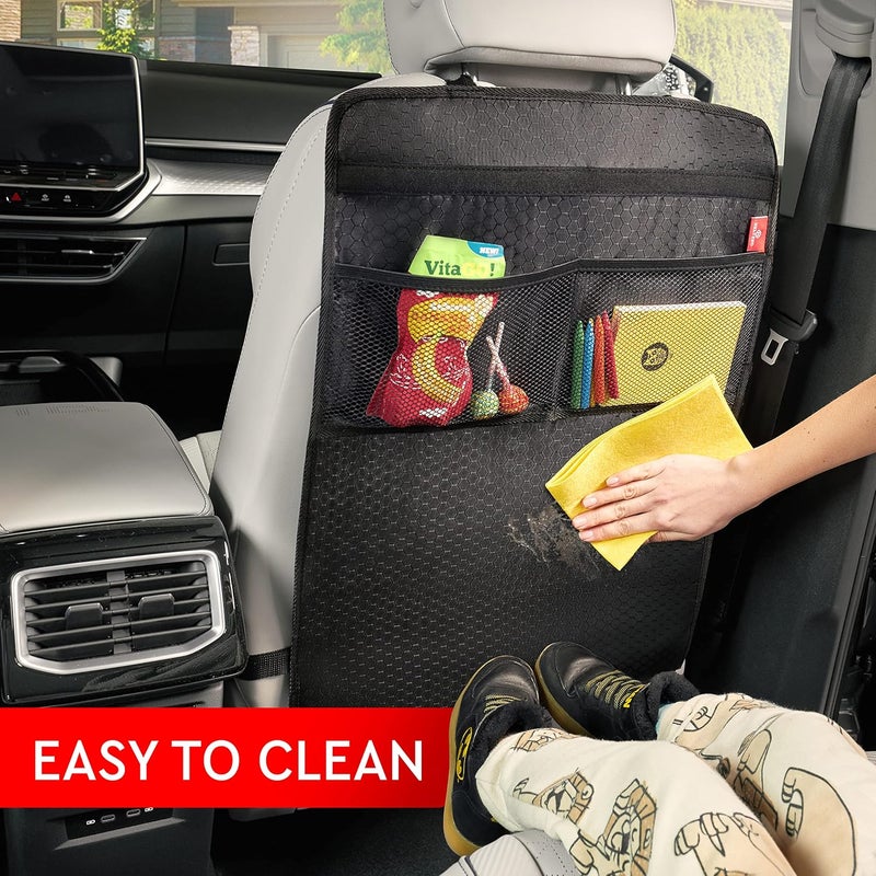 Helteko Back Seat Protector for Car 2 Pack Premium Kick Mats for Kids Extra Large Car Seat Cover for Backseat with Mesh Pockets Waterproof Dirt  Mud Protection Travel Accessories - Image 3