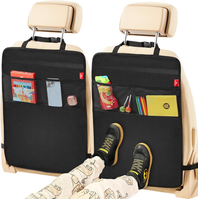 Helteko Back Seat Protector for Car 2 Pack Premium Kick Mats for Kids Extra Large Car Seat Cover for Backseat with Mesh Pockets Waterproof Dirt  Mud Protection Travel Accessories - Image 1