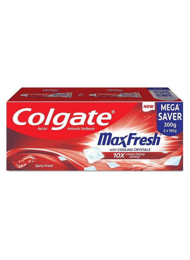 كولجيت معجون أسنان ماكس فريش معجون أسنان جل أحمر مع المنثول للحصول على نفس منعش للغاية 300 جم 150 جم × 2 (انتعاش حار) (عرض حزمة كومبو) - Image 1