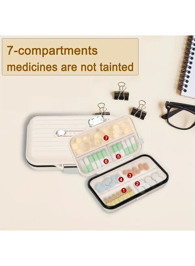 White 7 Day Pill Organizer with Sliding Trackers Portable Travel Medicine Box - Image 4