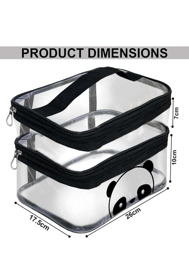 BURNINGFIRE Transparent PVC 2 Zipper Double Layer Large Bag, Travel Cosmetic Case, Toiletry Organizer, Travel Cosmetic Bag Pouch for Girls, Shaving Kit Toiletry Bag, Size- 26x17x 17.5cm. (Black) - Image 2