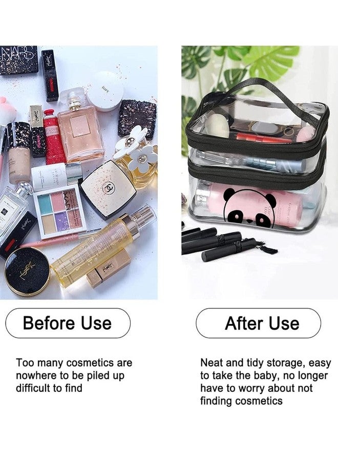 BURNINGFIRE Transparent PVC 2 Zipper Double Layer Large Bag, Travel Cosmetic Case, Toiletry Organizer, Travel Cosmetic Bag Pouch for Girls, Shaving Kit Toiletry Bag, Size- 26x17x 17.5cm. (Black) - Image 3