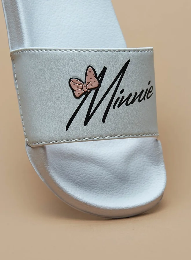Disney Girls Minnie Mouse Print Slide Slippers