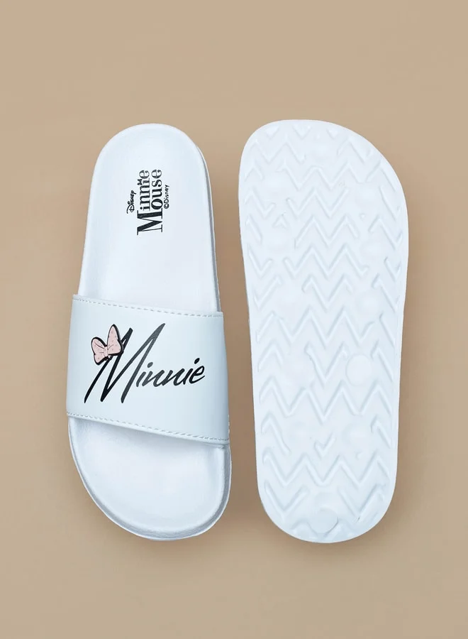 Disney Girls Minnie Mouse Print Slide Slippers
