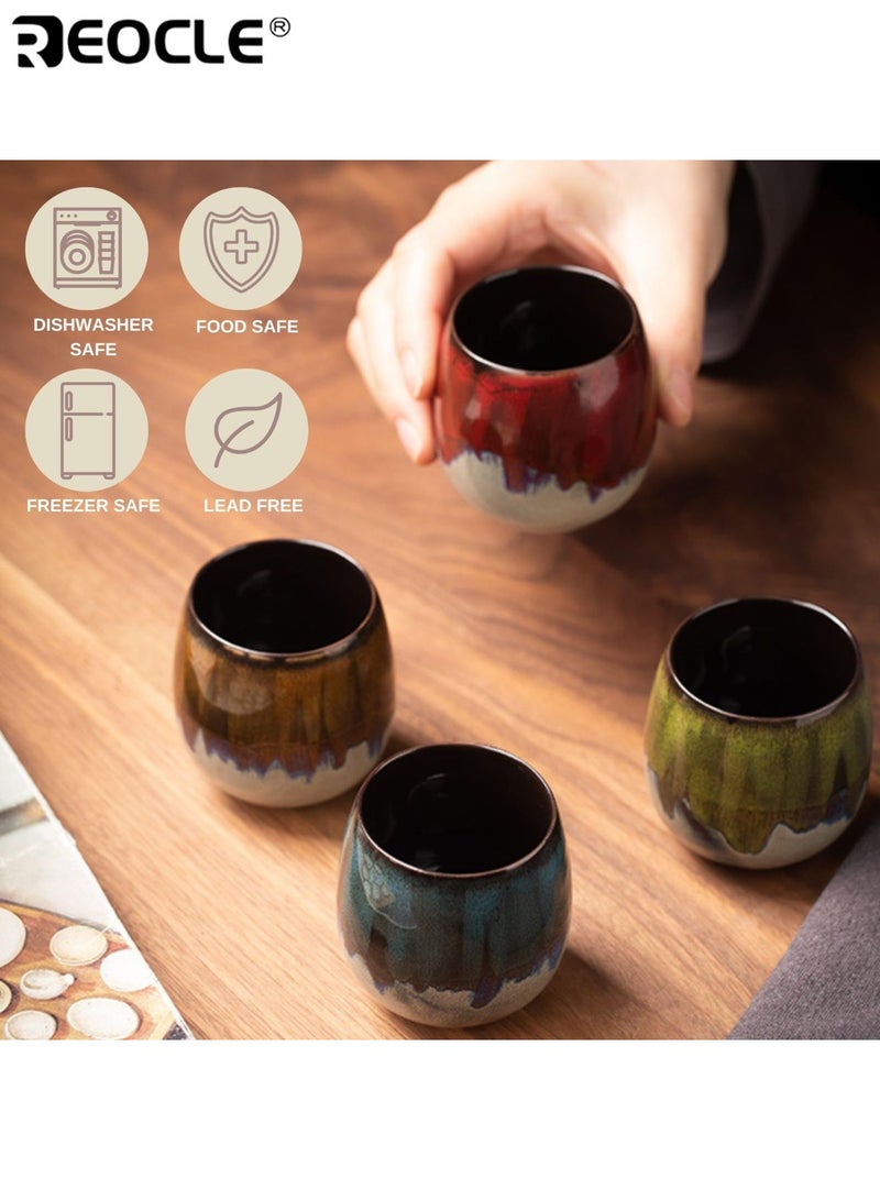 REOCLE 2PCS Ceramic Espresso Cup Set Hand-painted Kung Fu Tea Set Demitasse Cups Chinese Teacups Heat-Resistant for Home Café Office Ideal for Men Women( 2.7 Oz/80ml) - Image 2