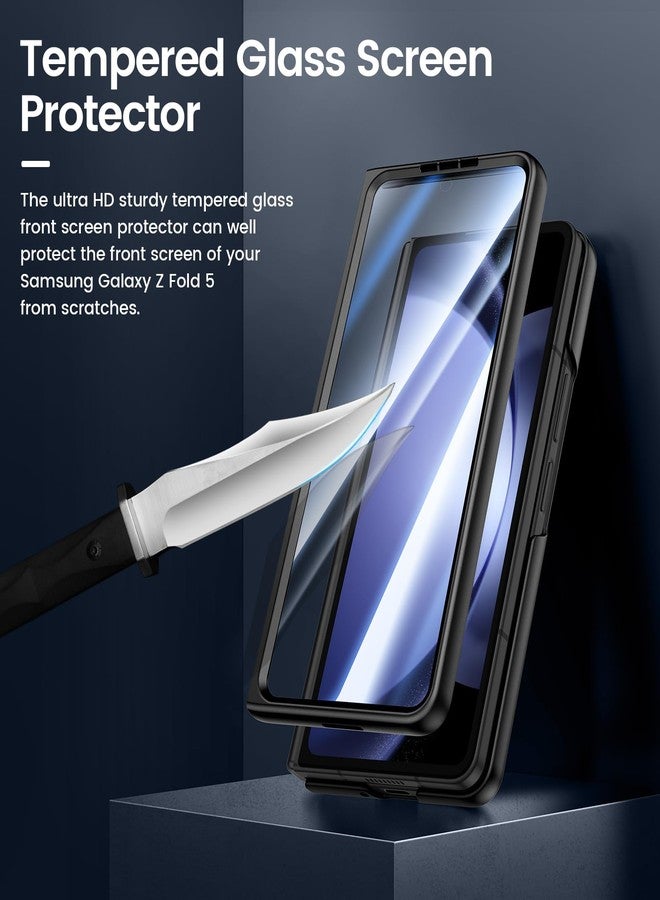 VEGO for Galaxy Z Fold 5 Case, for Samsung Z Fold 5 Case with Front Tempered Glass Screen Protector, Compatible with MagSafe, Support Wireless Charging Slim Magnetic Protective Thin Cover - Black - Image 4