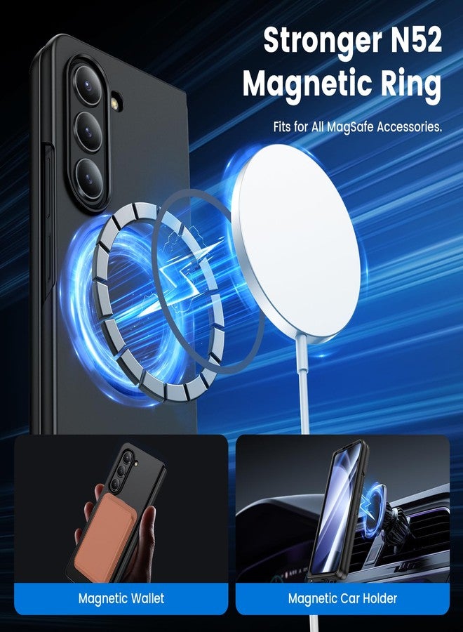 VEGO for Galaxy Z Fold 5 Case, for Samsung Z Fold 5 Case with Front Tempered Glass Screen Protector, Compatible with MagSafe, Support Wireless Charging Slim Magnetic Protective Thin Cover - Black - Image 3