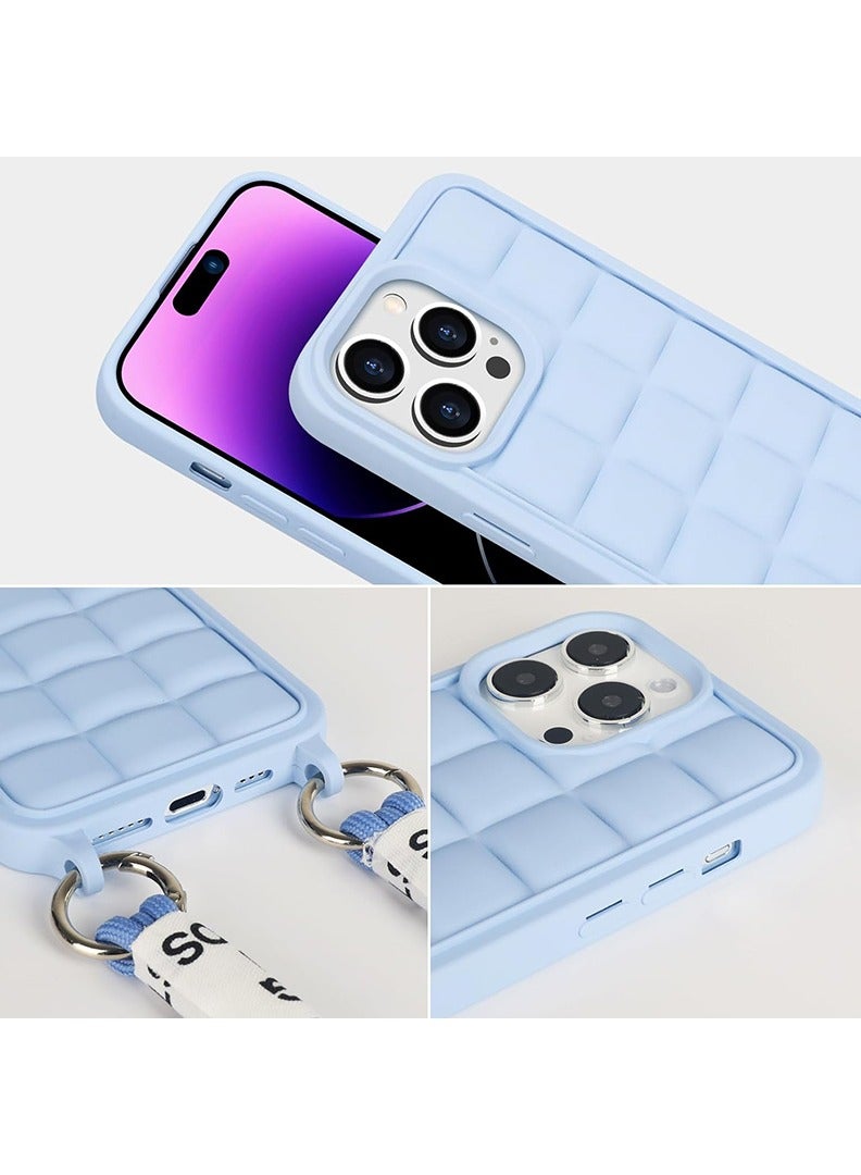 Theodor Crossbody Cute Lanyard Strap Case For iPhone 15 Pro Max Necklace Cord Candy Silicone Soft Cover Blue  - Image 4