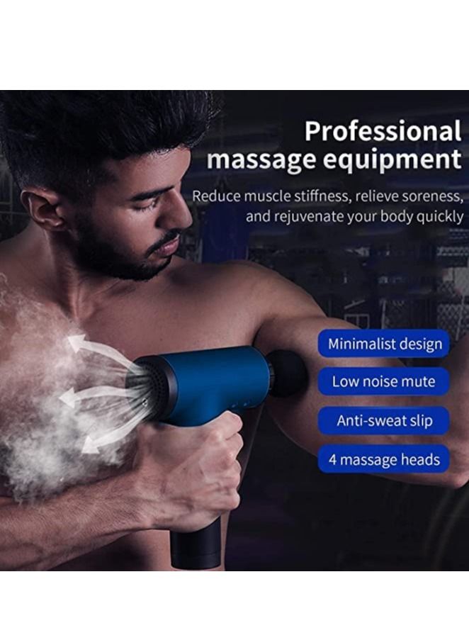 Massage Gun, Percussion Muscle Massager Deep Tissue Massage Gun for Pain Relief with 4 Massage Heads 6 Speed High-Intensity Vibration Super Quiet Cordless Handheld (BLUE) - Image 3