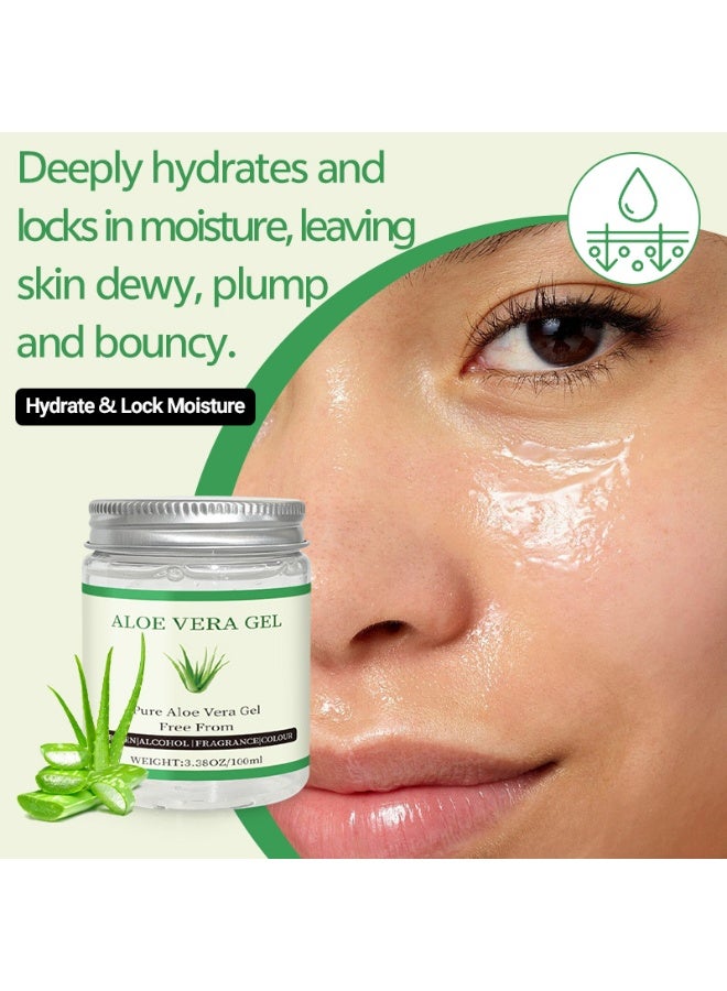 Aloe Vera Gel Pure Natural Aloe Gel For Moisturizing Face Skin & Hair Care,Durable Moisturizing Hydrating Soothing After Sun Repair Non-Sticky (100gm) - Image 2