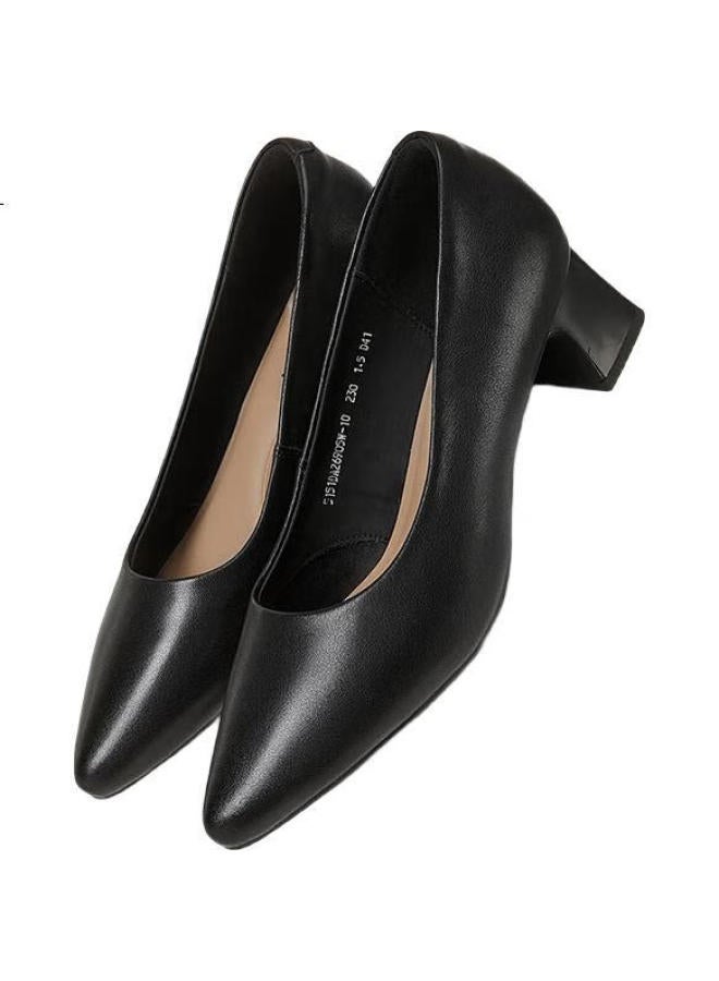 YEARCON Women'S Shoes Chunky Heel Fashion Shoes Shallow Mouth Fitted High Heels Work Temperament Women'S Single Shoes 26905W Black 39 - Image 1