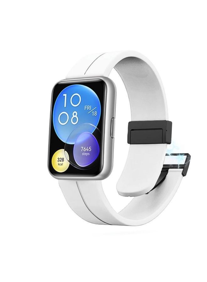 لساعة huawei WatchFit2 Watchband Fit3 ساعة سيليكون معدنية بإبزيم مغناطيسي بديل معصمه موضة جديدة - اللون: رمادي فاتح - مناسب لـ: موصلات فضية من سلسلة huawei Fit3 - Image 1