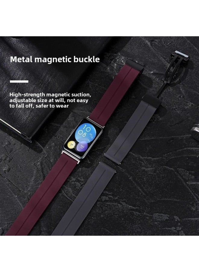 لساعة huawei WatchFit2 Watchband Fit3 ساعة سيليكون معدنية بإبزيم مغناطيسي بديل معصمه موضة جديدة - اللون: رمادي فاتح - مناسب لـ: موصلات فضية من سلسلة huawei Fit3 - Image 4