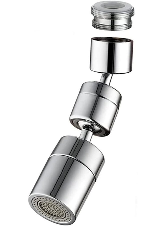 ECVV Kitchen Bathroom Universal Splash Filter Faucet 720 Swivel Faucet Extender Aerator with 2 Water Outlet Modes Silver - Image 1