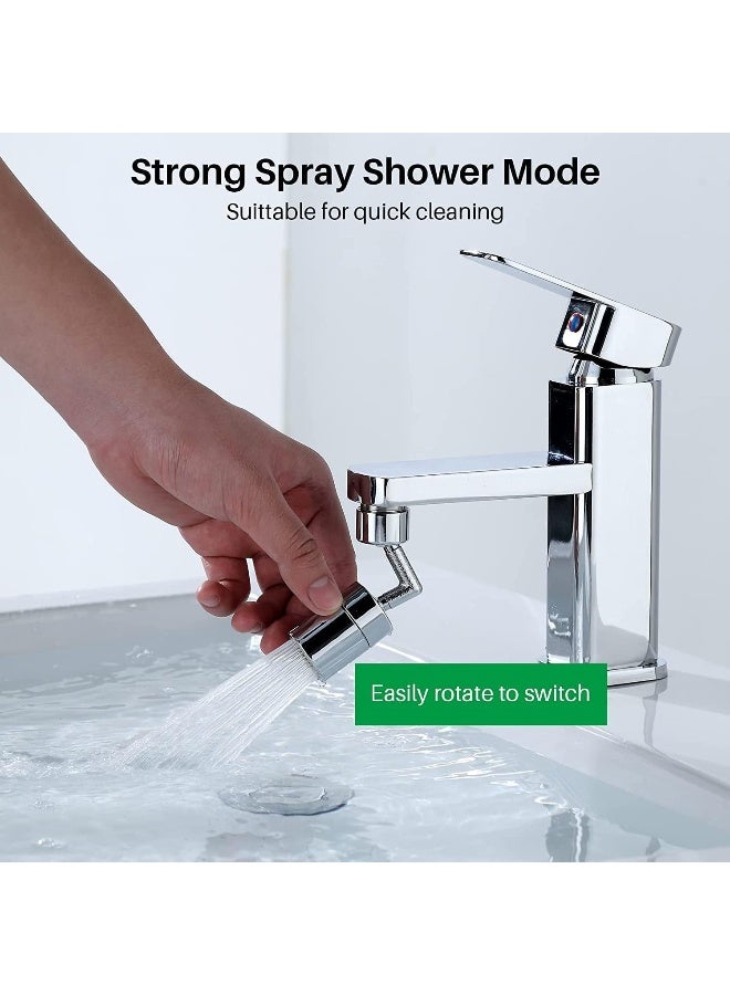 ECVV Kitchen Bathroom Universal Splash Filter Faucet 720 Swivel Faucet Extender Aerator with 2 Water Outlet Modes Silver - Image 3