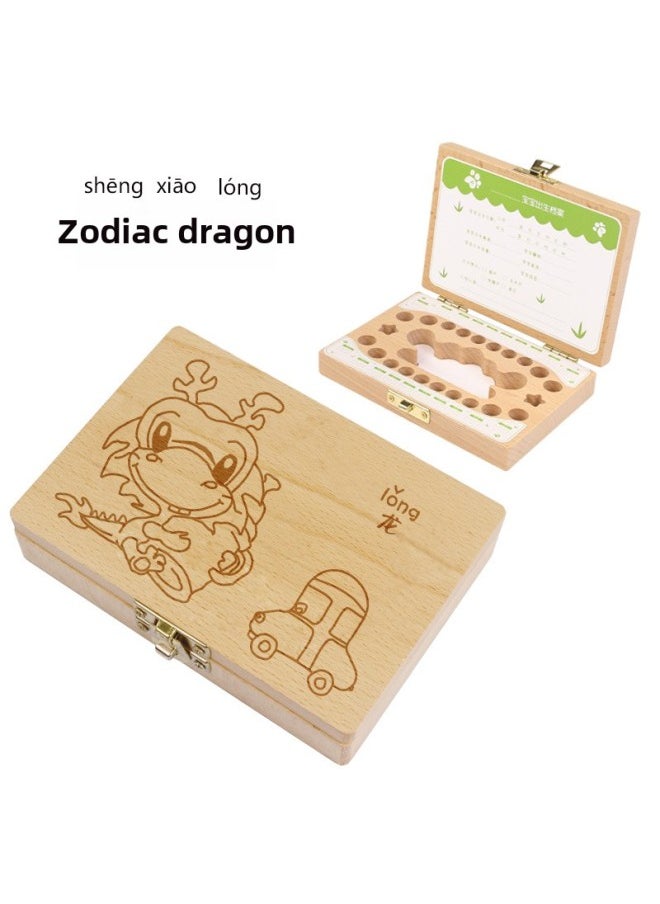 Generic Children's Crown Groove Fairy Teeth Box Baby Commemorative Box Fun Baby Wooden Teeth Box Baby Collection Commemorative-Color:Crown Trough-Horse  - Image 3