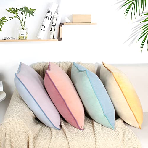 Btyrle Throw Pillow Covers 20x20 Set of 4 Soft Velvet Couch Cushion Covers Modern 8-Colors Designs Pillowcases Decorative Cushion Cases for Sofa Bedroom Home Decor(Morandi Series) - Image 3