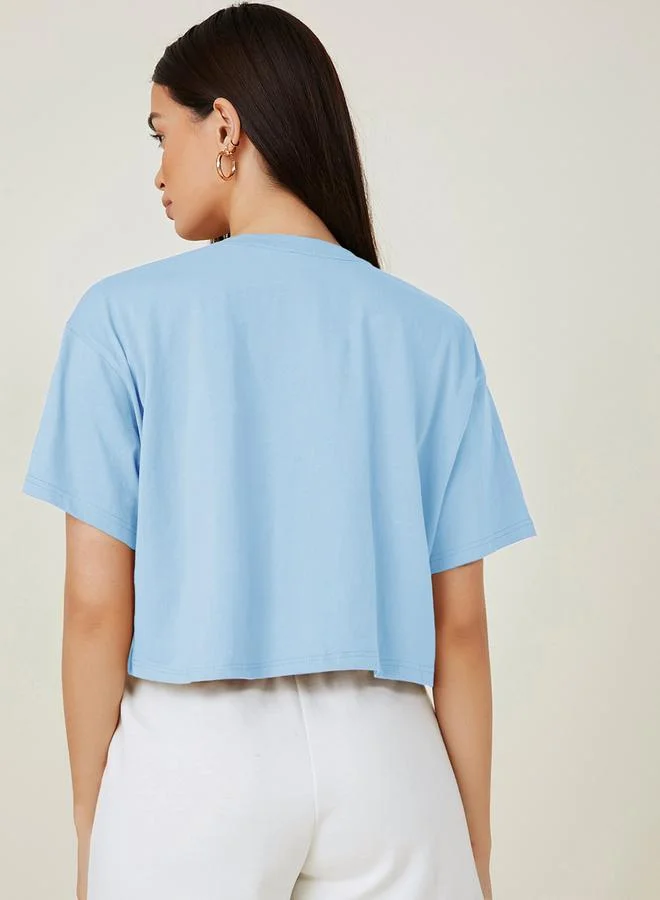 Kotty Kotty Solid Short Sleeve Oversized Crop T-Shirt