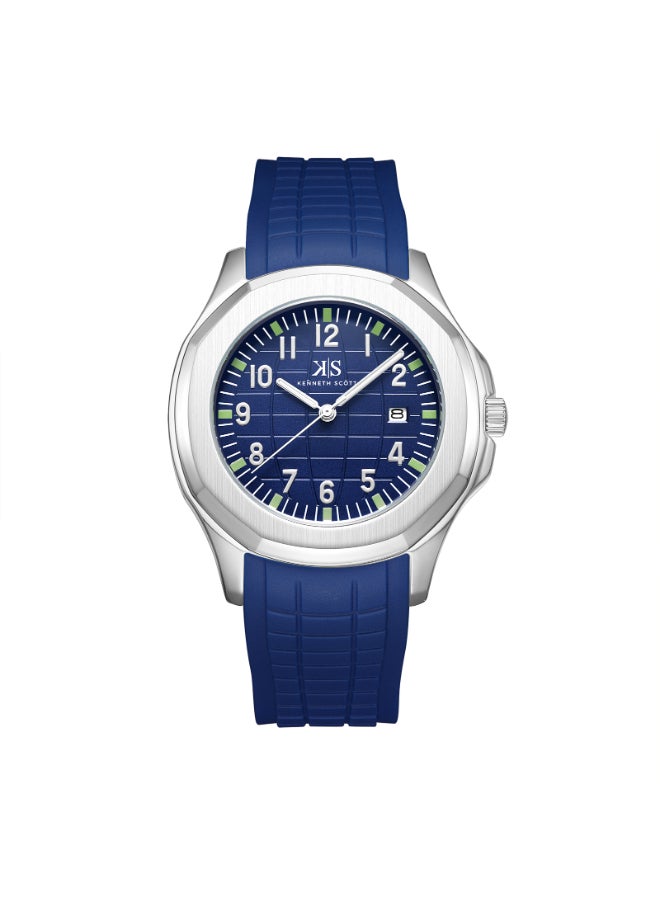 KENNETH SCOTT - Men's Watch, Analog Display and Silicone Strap - K24014-SSNN, Blue - Image 1