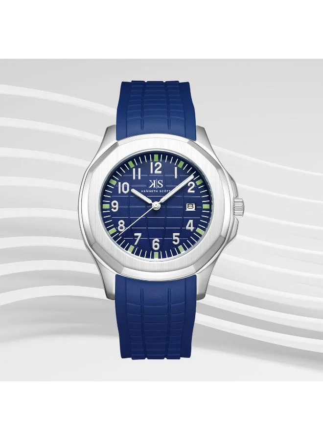 Kenneth Scott Blue Men's Silicone Analog Watch K24014-SSNN - 45 mm for Men | Best Price UAE