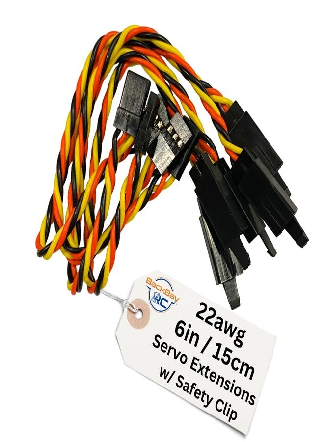 BackBay R/C 15cm / 6in 22awg Twisted Servo Extension Cable with Locking Safety Clip - 60 Strands for RC Vehicles, Drones, E-Bikes - 5 Wires per Pack - Image 2