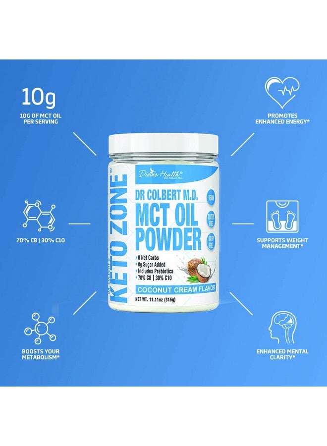 Divine Health Keto Zone Mct Oil Powder ; Coconut Cream Flavor ; 30 Day Supply ; 75/C8 25/C10 ; 0 Net Carbs ; All Natural Keto Approved For Ketosis ; - Image 5